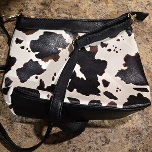 Malibu Sky Cow Print Bag with adjustable strap faux leather